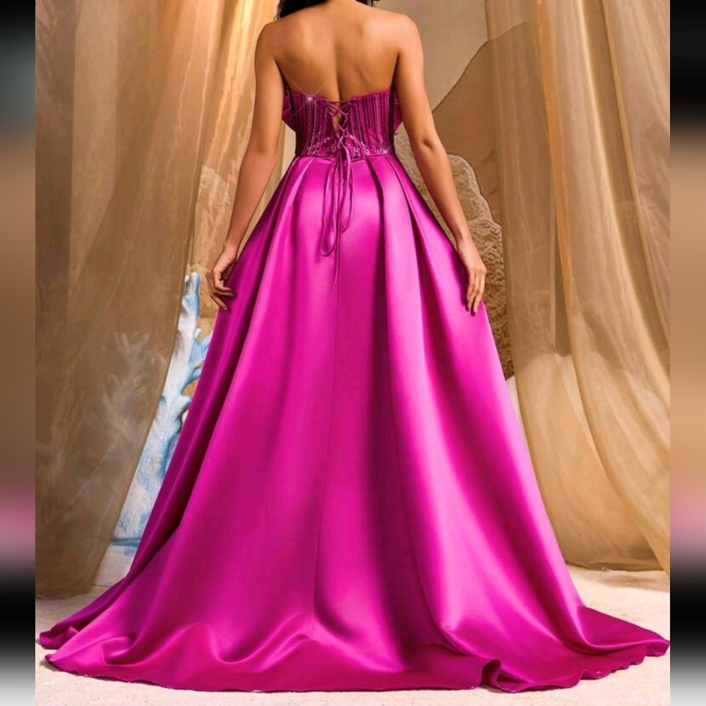 Elegant Luxury Pearl & Sequin Floral Patchwork Satin Mermaid Maxi Skirt - Picture 3 of 5